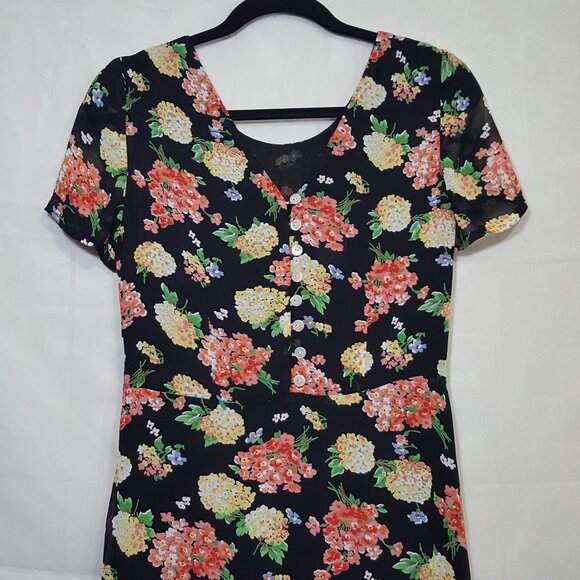 Vintage Laura Ashley floral maxi dress black sz 6 - Picture 4 of 8